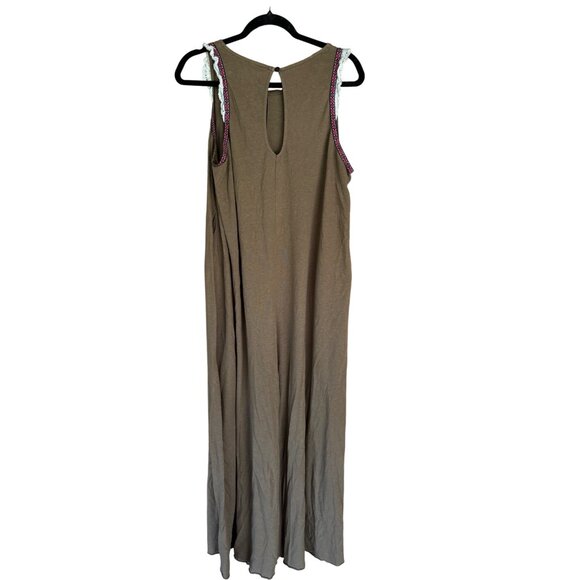 Natural Life Womens Brown Sleeveless Maxi Dress W/ Embroidered Straps - Picture 2 of 6